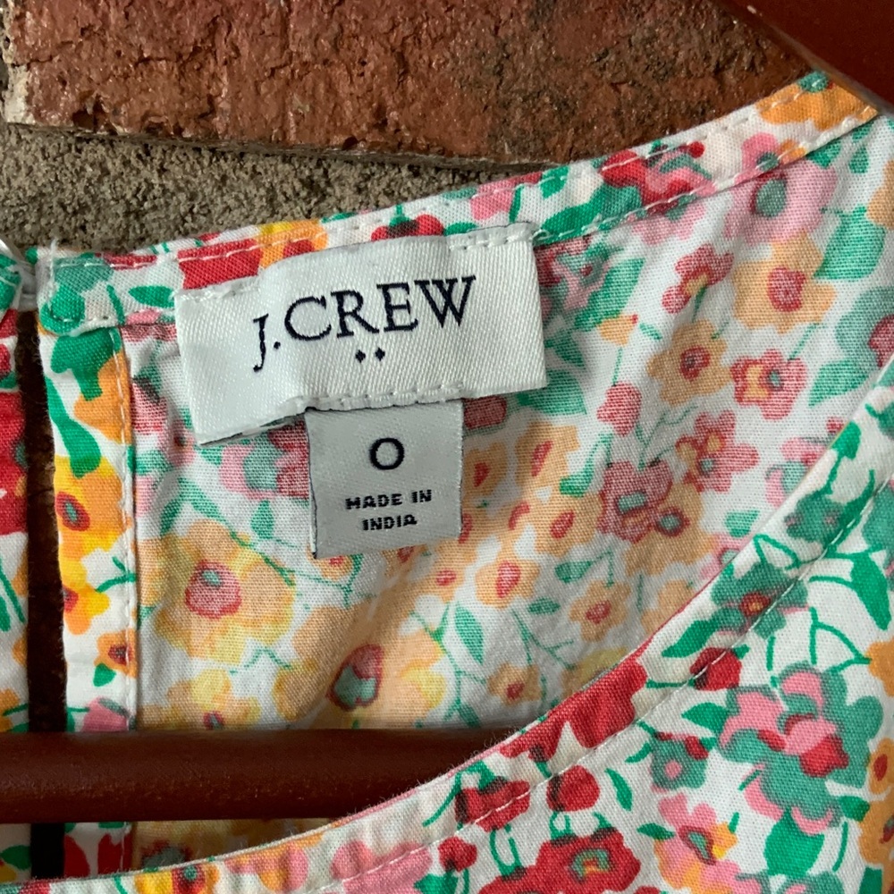 J. Crew Factory Yellow Multicolor Floral Sleeveless Cotton Dress - Picture 3 of 10